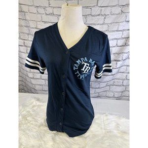 MLB Tampa Bay Rays Button Up Shirt Jersey Medium